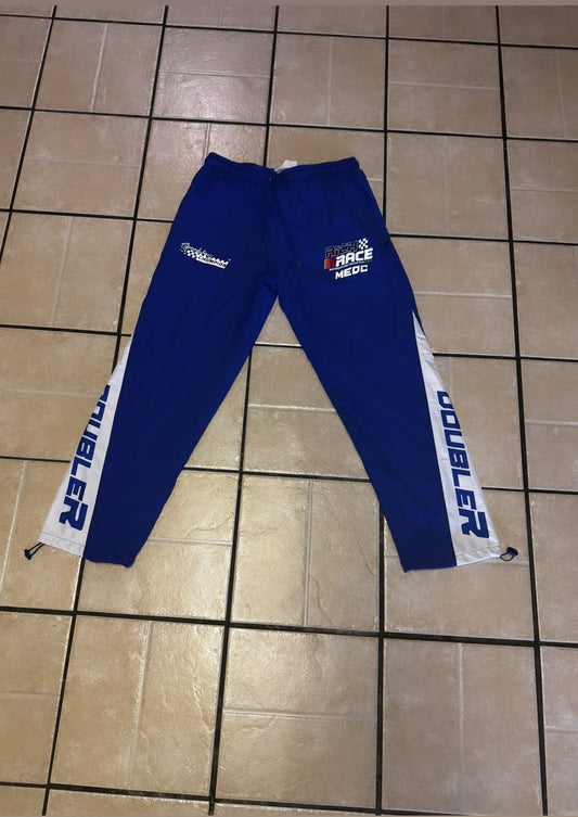 White & Blue Windbreaker Pants